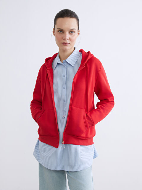 LC WAIKIKI Hooded Women's Zip-Up Sweatshirt - W5J874Z8-Z2H