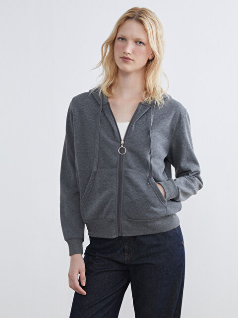 LC WAIKIKI Hooded Women's Zip-Up Sweatshirt - W5J874Z8-ZNV