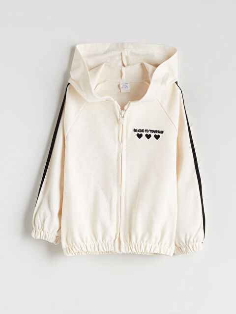 LCW Kids Kapüşonlu Baskılı Kız Çocuk Fermuarlı Sweatshirt - W5JA72Z1-FRC