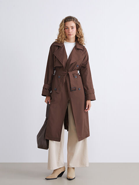 LCW Modest Kruvaze Yaka Oversize Kadın Trençkot - W5JB49Z8-JTW