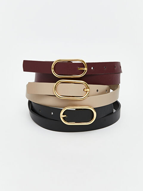 LCW ACCESSORIES Deri Görünümlü Kadın Kemer 3'lü - W5JC35Z8-CZF