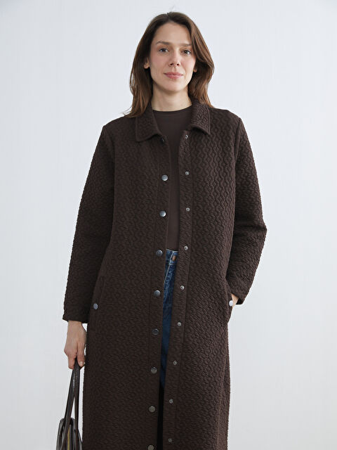 LCW Grace Gömlek Yaka Kendinden Desenli Kadın Ferace - W5JC92Z8-J0W