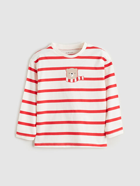 LCW baby Bisiklet Yaka Çizgili Erkek Bebek Tişört - W5JD19Z1-LFC