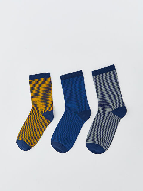 LCW ECO Çizgili Erkek Çocuk Soket Çorap 3'lü - W5JD34Z4-GB7