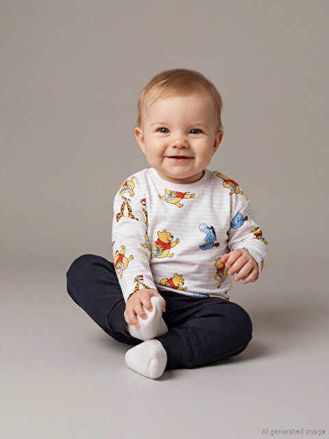 LCW baby Winnie the Pooh Baskılı Erkek Bebek Sweatshirt ve Eşofman Alt - W5JD72Z1-LRA