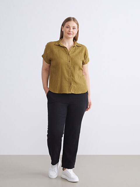 LCW Comfort Beli Lastikli Dokulu Kadın Pantolon - W5JE63Z8-CVL