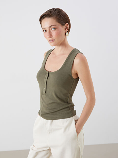 LCW Vision Ženska rebrasta top majica bez rukava u vrat - W5JF93Z8-R1E