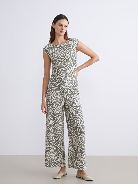 LCW Vision Elasticated Waist Patterned Women's Trousers - W5JG85Z8-LRR