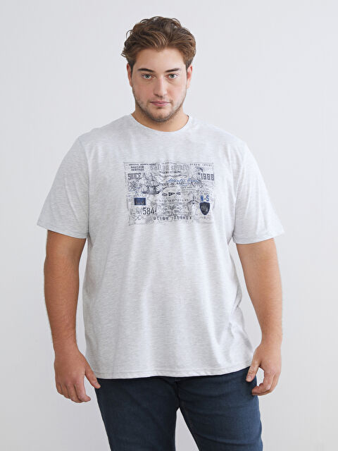 LCWAIKIKI Classic Bisiklet Yaka Baskılı Penye Erkek Tişört - W5JJ63Z8-DFL