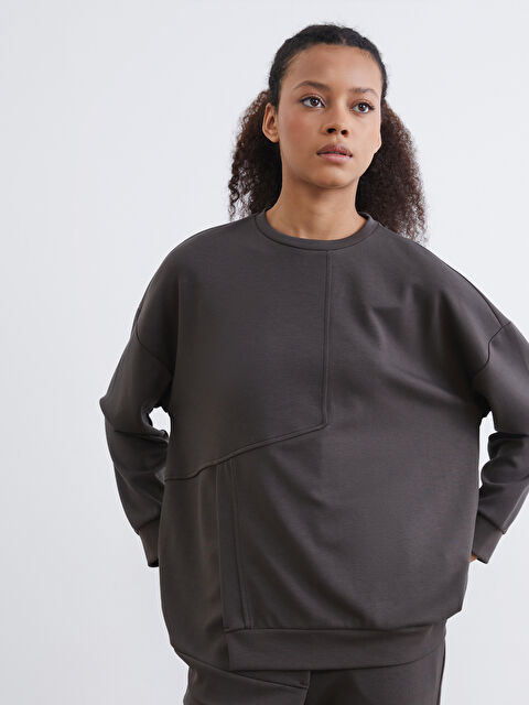 KOOR SPORT Bisiklet Yaka Soft Touch Kadın Spor Sweatshirt - W5JL00Z8-HEJ