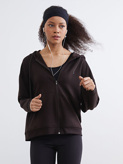 KOOR SPORT Kapüşonlu Soft Touch Kadın Fermuarlı Sweatshirt - W5JL16Z8-HNM