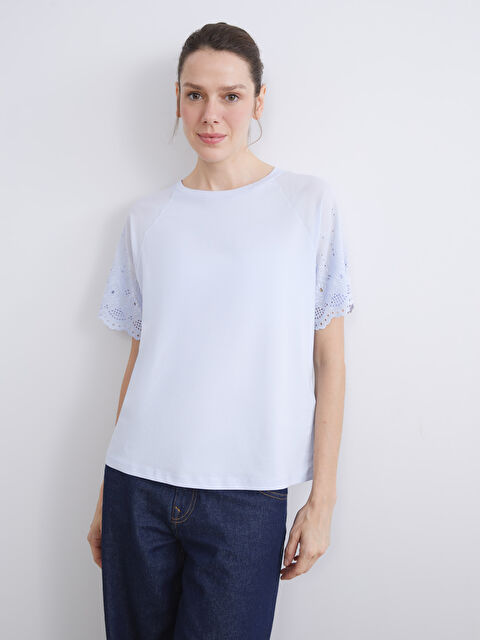 LCWAIKIKI Basic Bisiklet Yaka Ajurlu Bluz - W5JL34Z8-FXM