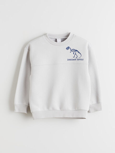 LCW Kids Bisiklet Yaka Baskılı Erkek Çocuk Kalın Sweatshirt - W5JL56Z1-G5K