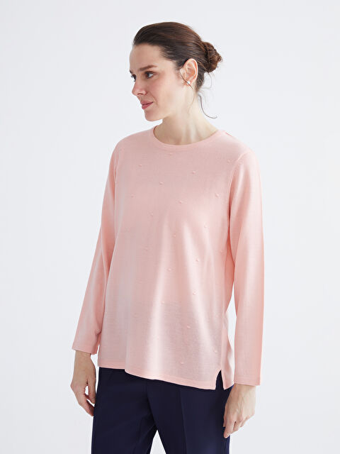 LCW Grace سترة تريكو نساء بكول مدور منقوشة - W5JL73Z8-G3K