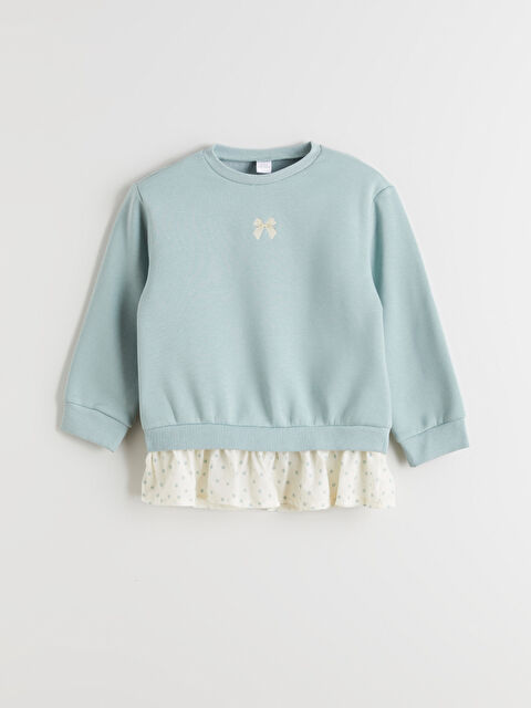 LCW Kids Bisiklet Yaka Baskılı Kız Çocuk Sweatshirt - W5JM63Z1-FGT