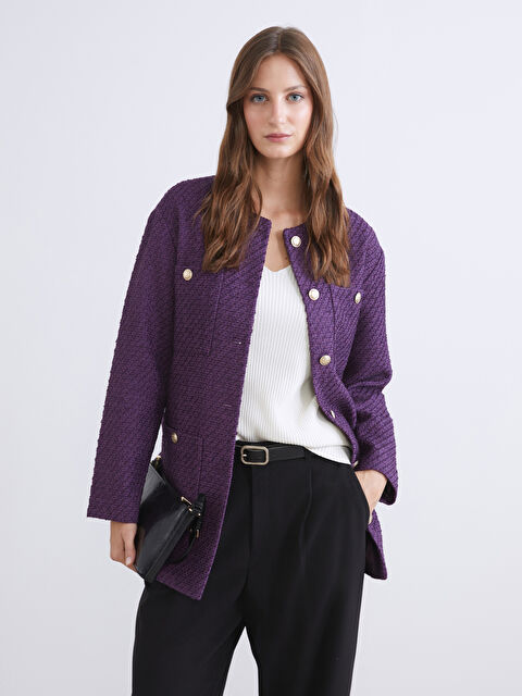 LCW Modest Bisiklet Yaka Kadın Tüvit Ceket - W5JN10Z8-URD