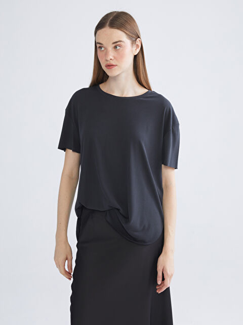 KOOR SPORT Bisiklet Yaka Modal Karışımlı Kadın Spor Tişört - W5JN61Z8-HEG