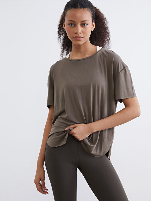 KOOR SPORT Bisiklet Yaka Modal Karışımlı Kadın Spor Tişört - W5JN61Z8-ZAS