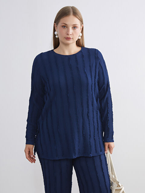 LCWAIKIKI Classic Bisiklet Yaka Dokulu Kadın Tunik - W5JO78Z8-E1J