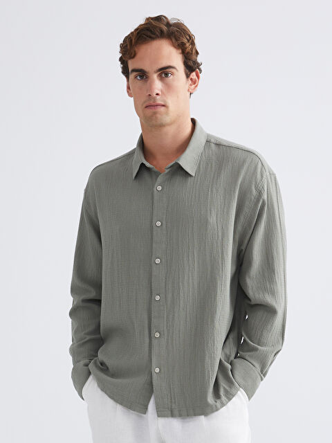 LCW Vision Rahat Kalıp Uzun Kollu Armürlü Erkek Gömlek - W5JQ04Z8-V9Q