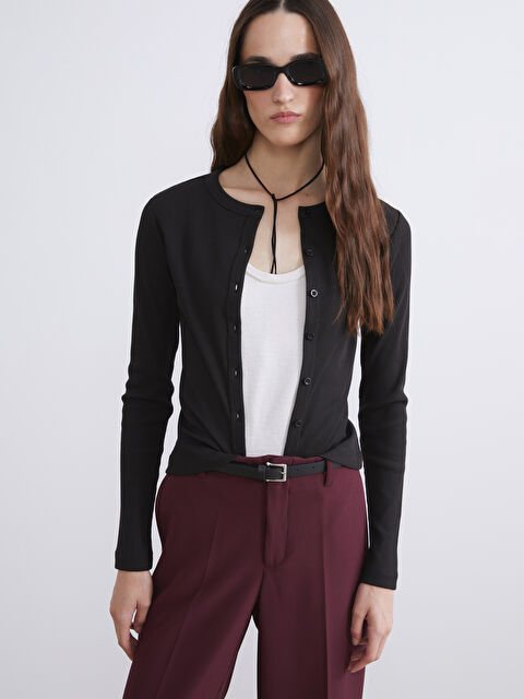 LCW Vision کاردیگانی ژنان یەخە خڕی نەخشدار - W5JQ20Z8-CVL