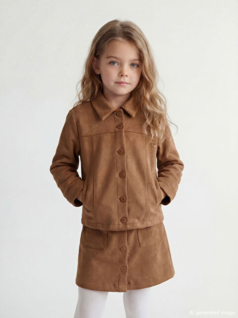 LCW Kids Süet Görünümlü Kız Çocuk Ceket - W5JQ30Z1-GQS