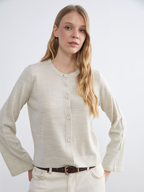 LCW ECO Woman BEIGE Cardigan - W5JQ74Z8-ZPV