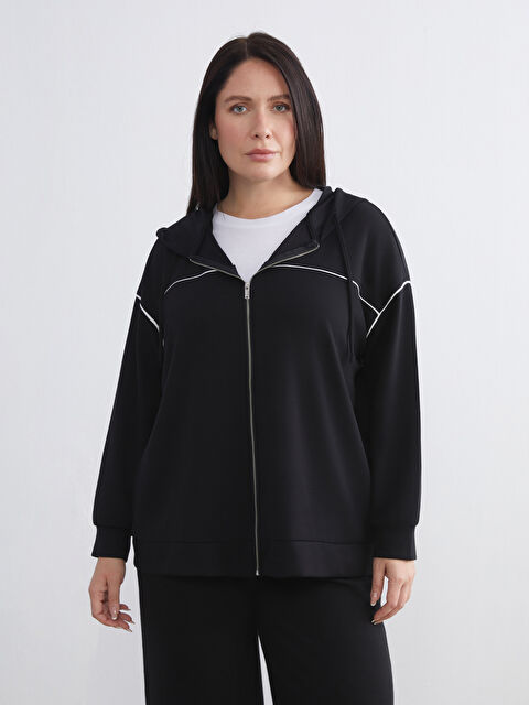 LCW Modest Kapüşonlu Oversize Kadın Fermuarlı Sweatshirt - W5JQ95Z8-CVL