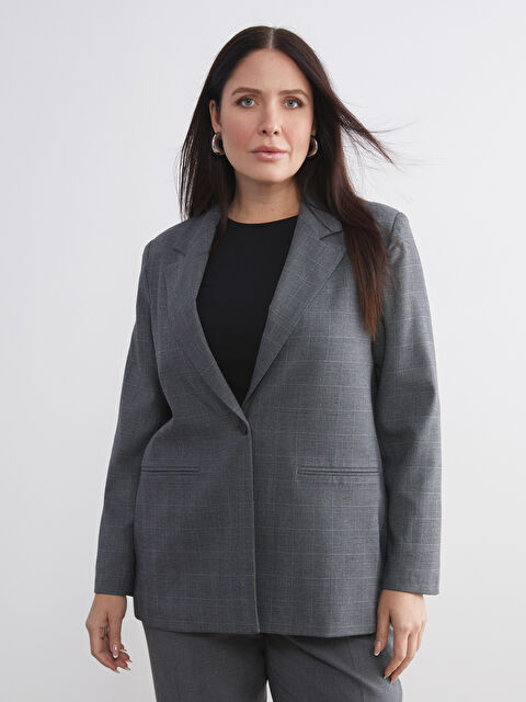 LCWAIKIKI Classic Ekose Kadın Blazer Ceket - W5JR25Z8-ZU6