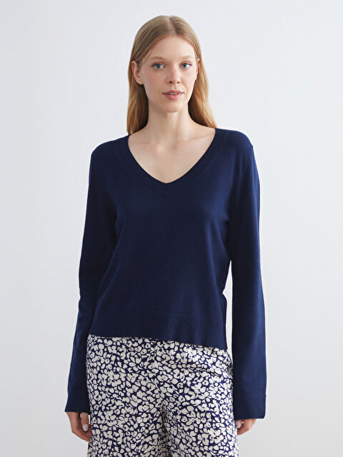 LCW ECO V Yaka Kadın Triko Kazak - W5JR55Z8-KGU