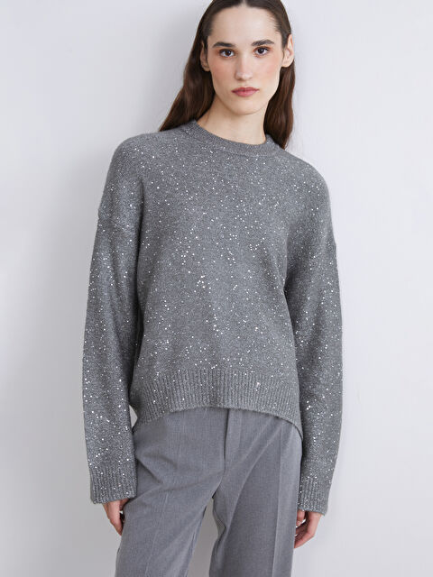 LCW Modest Džemper od trikotaže sa okruglim izrezom i ukrasima za žene - W5JT82Z8-8HU