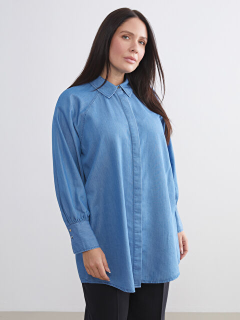 LCW Modest Gömlek Yaka Kadın Jean Tunik - W5JY14Z8-507