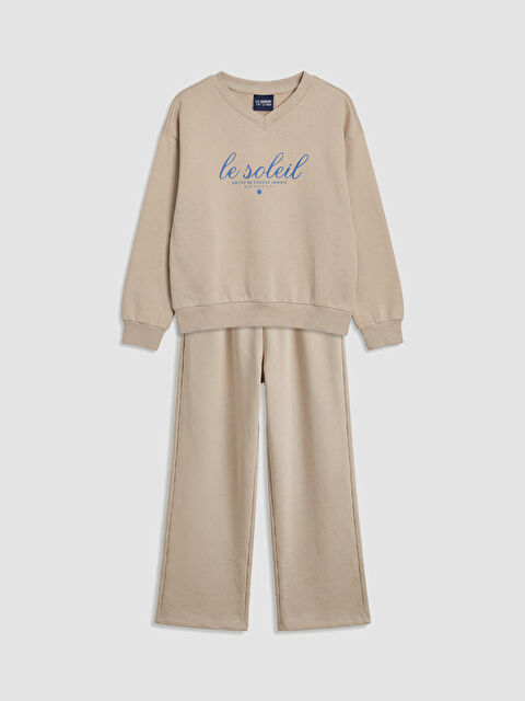 LCW Kids Girl BEIGE Tracksuit Set - W5K102Z4-VXY