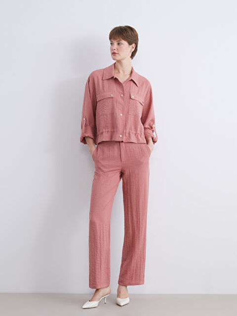 LCW Vision بنطلون واسع الساق مُحكم للسيدات بنقشة مُحببة - W5K135Z8-H3X