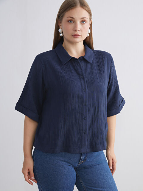 LCWAIKIKI Classic Dokulu Müslin Kadın Gömlek - W5K231Z8-E1J