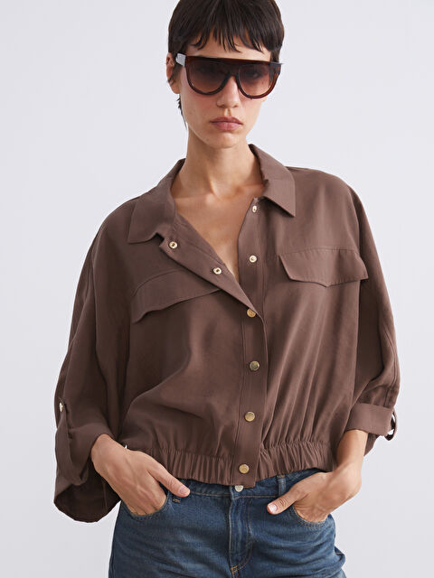 LCW Vision Modal Karışımlı Oversize Kadın Gömlek - W5K289Z8-D2N