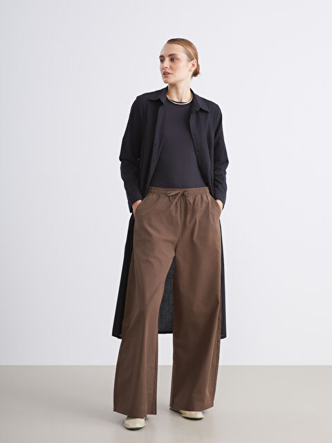 LCW Modest Elastic Waist Wide Leg Women's Trousers - W5K368Z8-ZUU