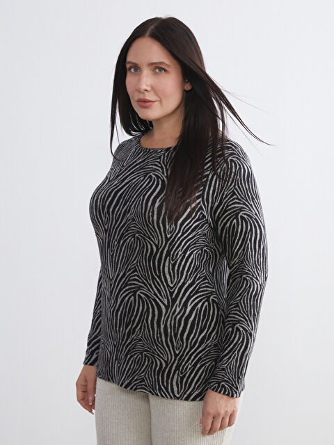 LCWAIKIKI Basic Crew Neck Patterned Blouse - W5K440Z8-LQX