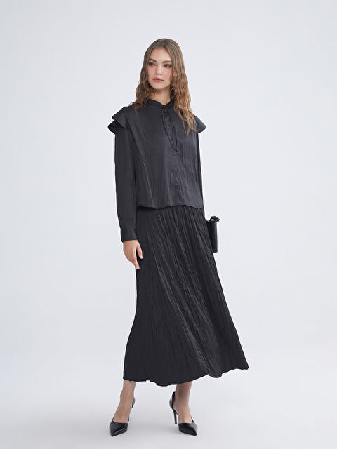 LCW Modest Beli Lastikli Saten Pileli Etek - W5K466Z8-CVL