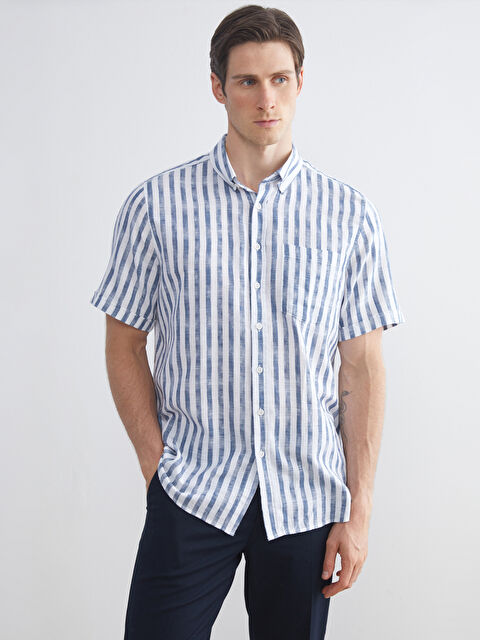 LCWAIKIKI Classic Regular Fit Kısa Kollu Çizgili Poplin Erkek Gömlek - W5K584Z8-LGS
