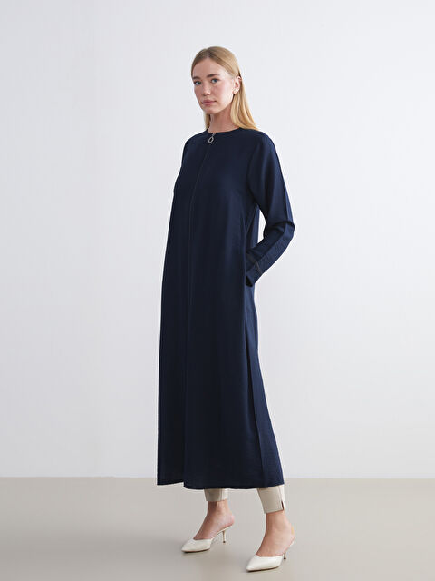 LCW Grace Bisiklet Yaka Keten Görünümlü Kadın Ferace - W5K658Z8-HPN