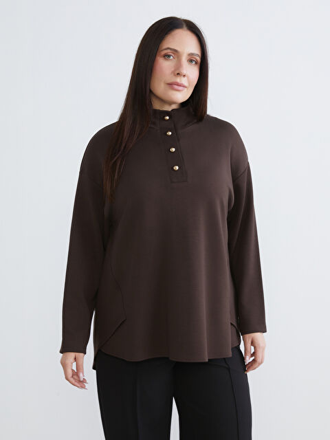 LCWAIKIKI Basic Dik Yaka Oversize Kadın Tunik - W5K840Z8-HDT