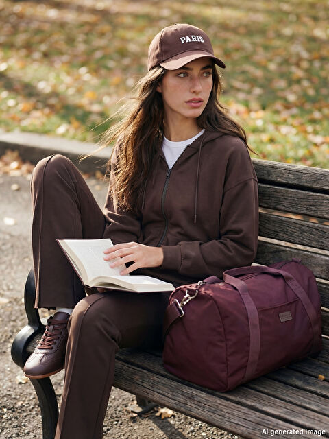 LCW Modest Kapüşonlu Oversize Kadın Fermuarlı Sweatshirt - W5K971Z8-HMK