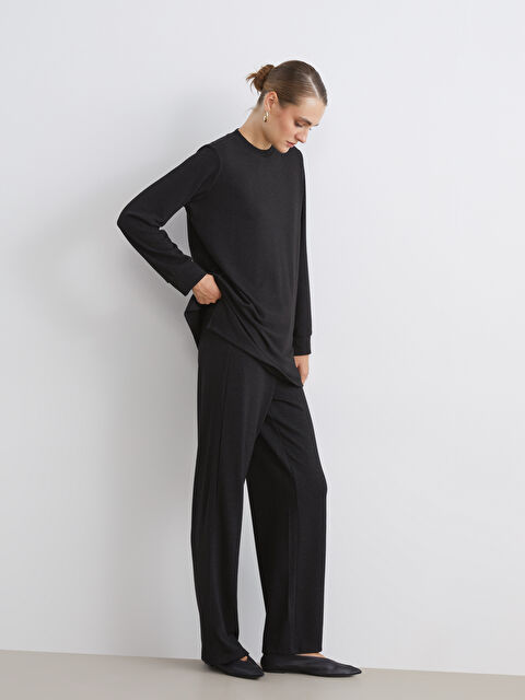 LCW Modest Beli Lastikli Parlak Görünümlü Kadın Pantolon - W5K975Z8-CVL