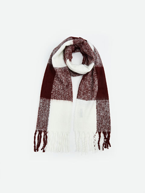 LCW ECO Püskül Detaylı Ekose Desenli Kadın Atkı - W5KA18Z8-LLH