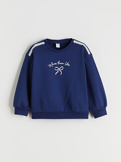 LCW Kids Bisiklet Yaka Uzun Kollu Baskılı Kız Çocuk Sweatshirt - W5KA26Z1-HPN