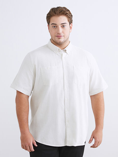 LCWAIKIKI Classic Regular Fit Kısa Kollu Armürlü Erkek Dokulu Gömlek