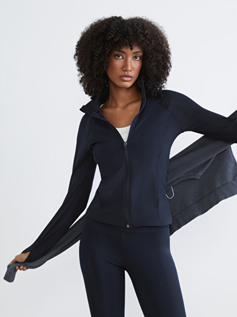 KOOR SPORT Dik Yaka Parmak Geçmeli Kadın Fermuarlı Sweatshirt - W5KA41Z8-E1J