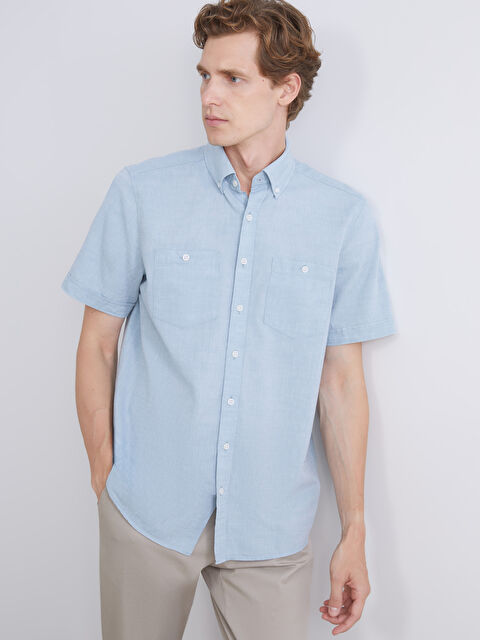 LCWAIKIKI Classic Regular Fit Kısa Kollu Poplin Erkek Gömlek - W5KA51Z8-GG3