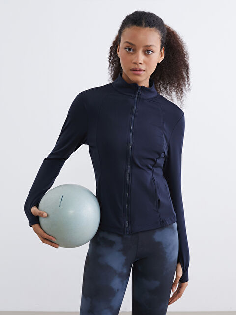 KOOR SPORT Dik Yaka Parmak Geçmeli Kadın Fermuarlı Sweatshirt - W5KA52Z8-E1J